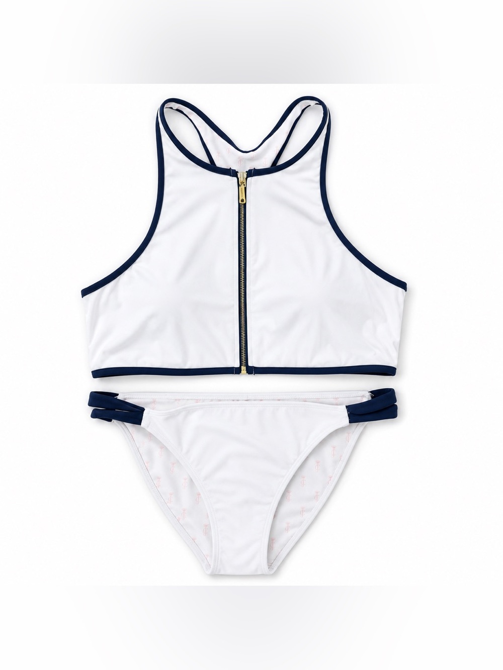 Juicy Couture White Navy 2 Piece Bikini Swimsuit NWT XL